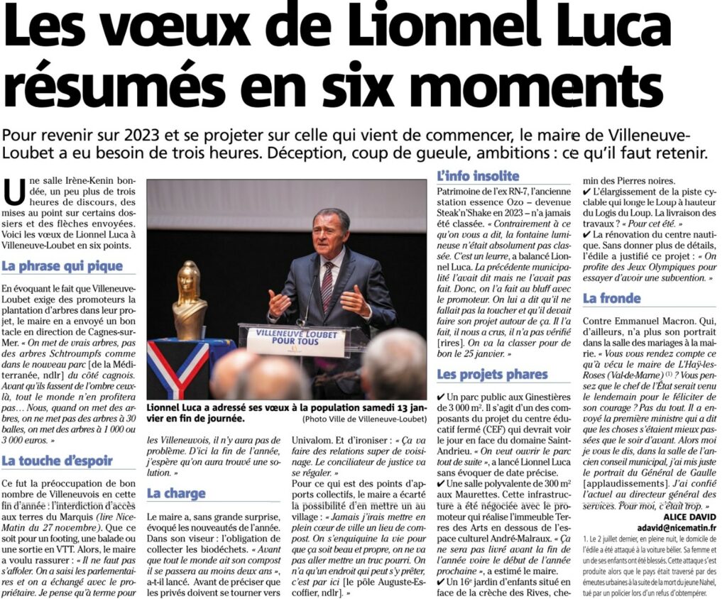 Les vœux de Lionnel Luca résumés en six moments.